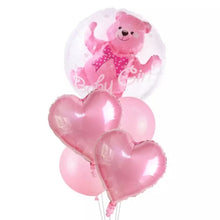 Last inn bildet i Galleri-visningsprogrammet, Ballong Folie 4D Bamse Baby Jente sett
